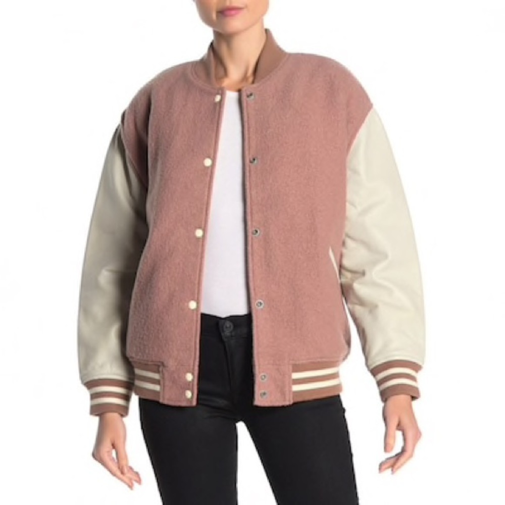 All Saints Wool/Leather Bomber Jacket